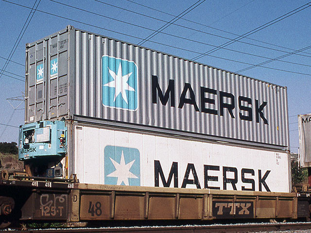 02 N 45 Ft Cont Maersk Gray Container 4-44006 Medium Lettering, 